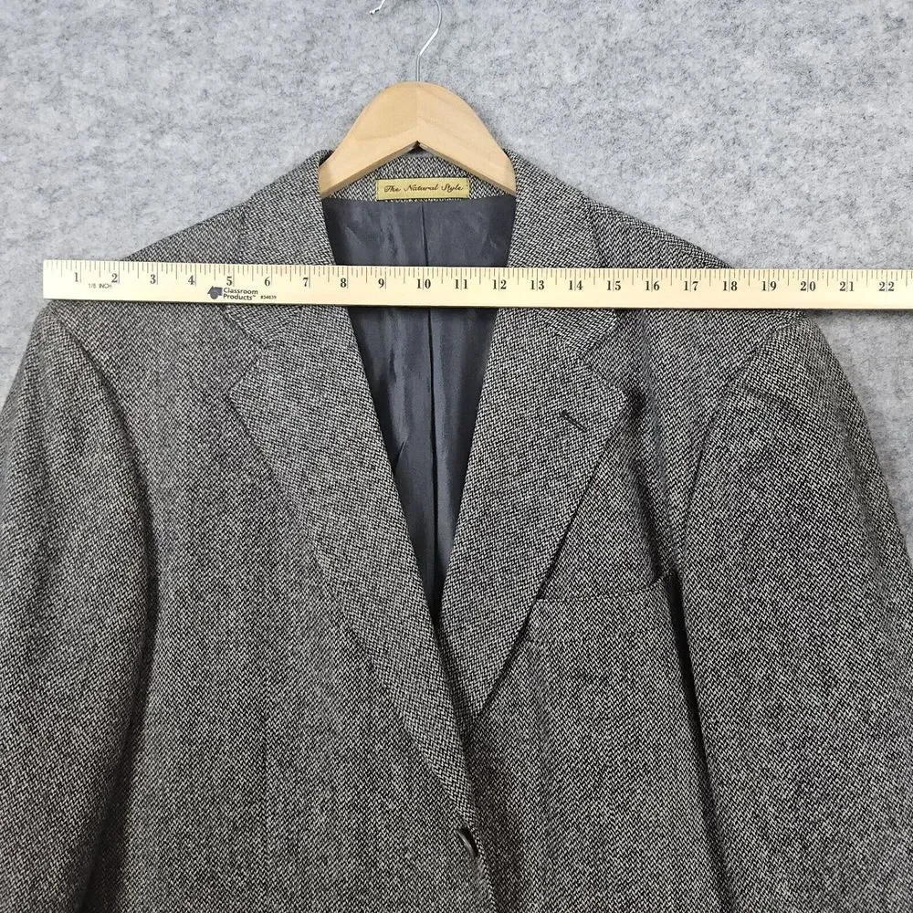 Nordstrom Natural‎ Style Men's Blazer Size 46 Gray Harris Tweed Large Tall